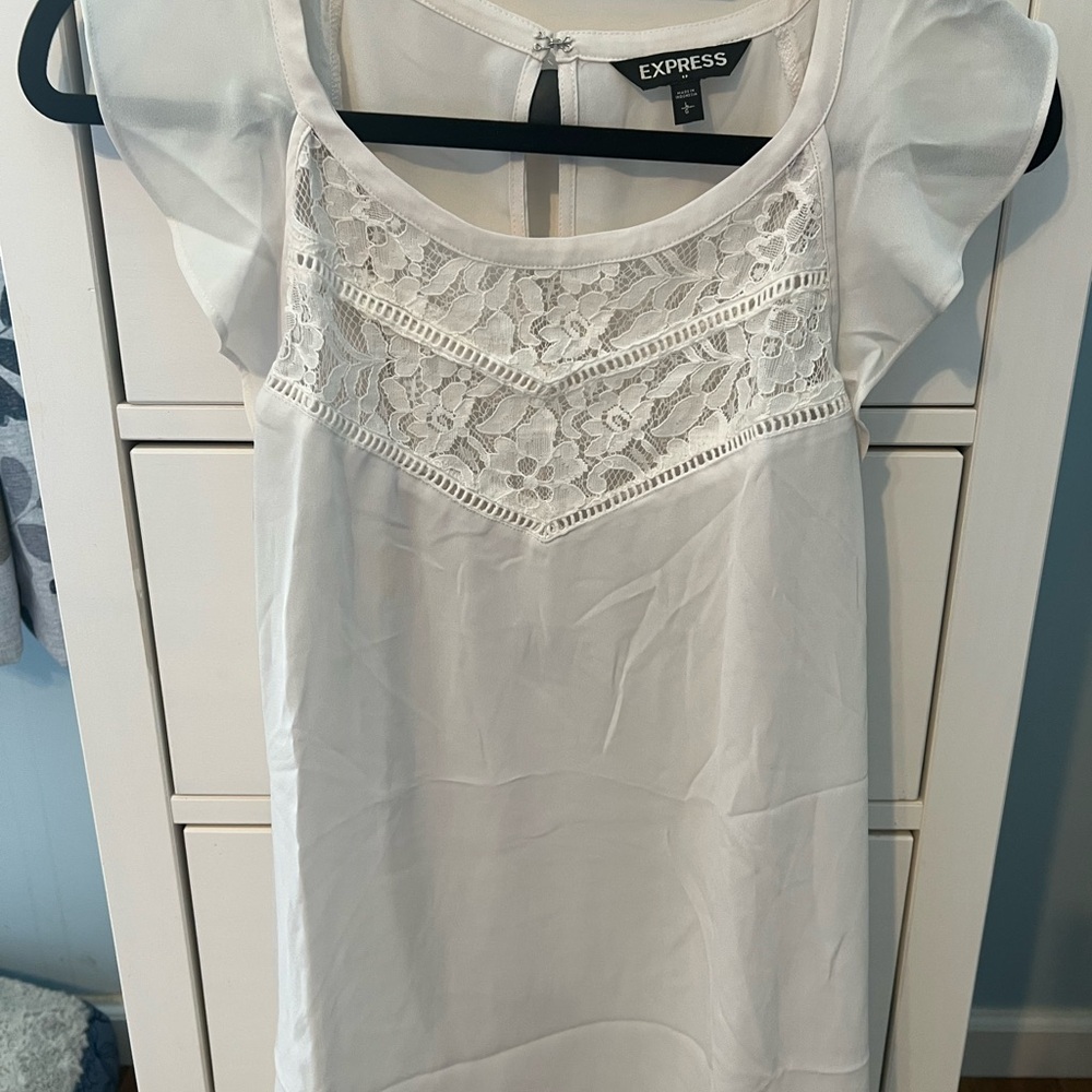 Express Ivory Satin Blouse
